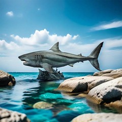 Wanlongtang Megalodon Shark Statue Original Prehistoric Dinosaur Model
