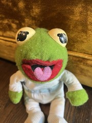 1984 Muppet Babies Baby Kermit Frog Plush Hasbro Softies Jim Henson Pampers VTG