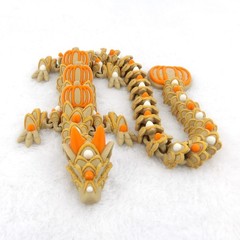 3D Printed Articulated Pumpkin Spice Cookie Dragon – Cozy Fall Decor