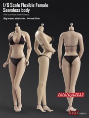 US STOCK 1:6 Flexible Seamless Normal Skin Large Bust Breast Female Figure Body
