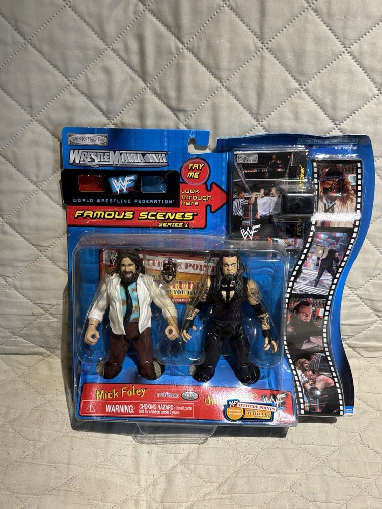 WWF Wrestlemania XVII 17 Famous Scenes MICK FOLEY VS UNDERTAKER Jakks 2000 READ