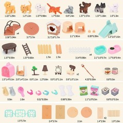 67 PCS Cat and Dog Pet Figurine Playset, Pretend Play Toy for Kids Creative D…