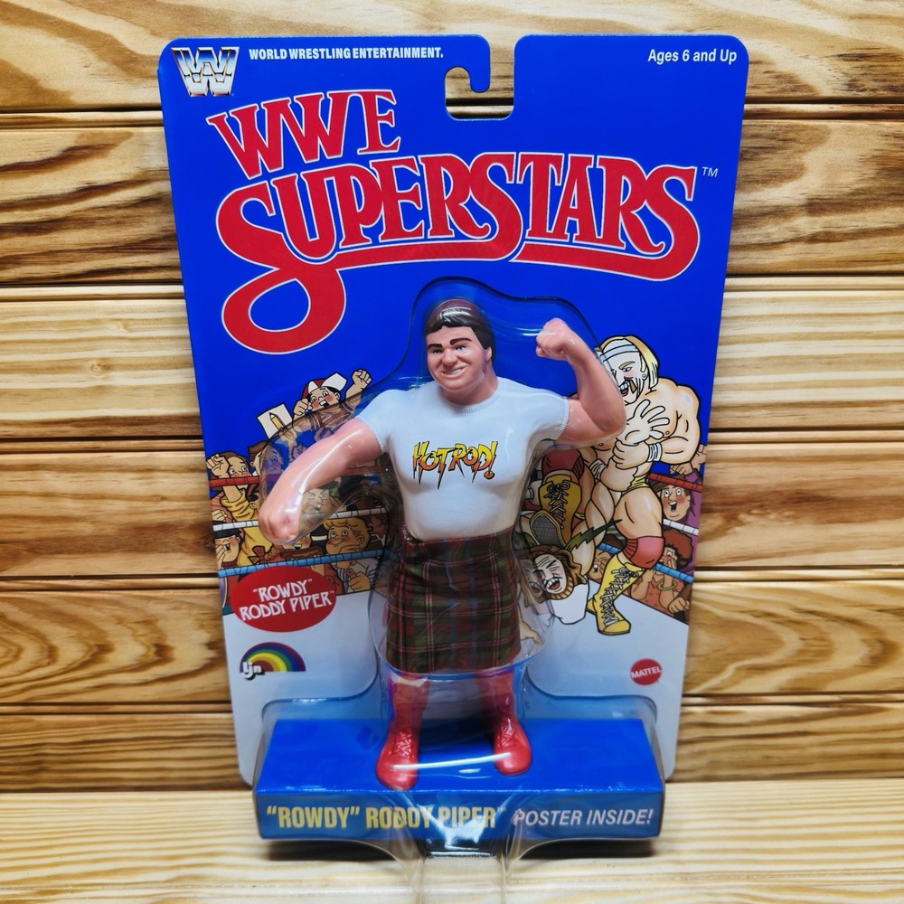 WWE Superstars LJN Series 2 ROWDY RODDY PIPER 1980’s 8″ Retro Figure BLUE CARD