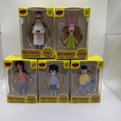 Bob’s Burger’s Set Of 5 Tina Louise Gene Linda Bob 4″ Figures Culturefly NEW NIB