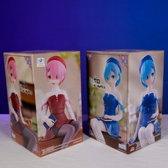FuRyu Re:Zero Rem & Ram Book Girl Noodle Stopper Figure Set US SELLER