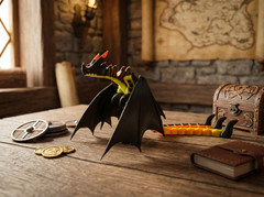Articulated Viking Dragon Figure 3D Printed – Black & Yellow Fantasy Desk Toy