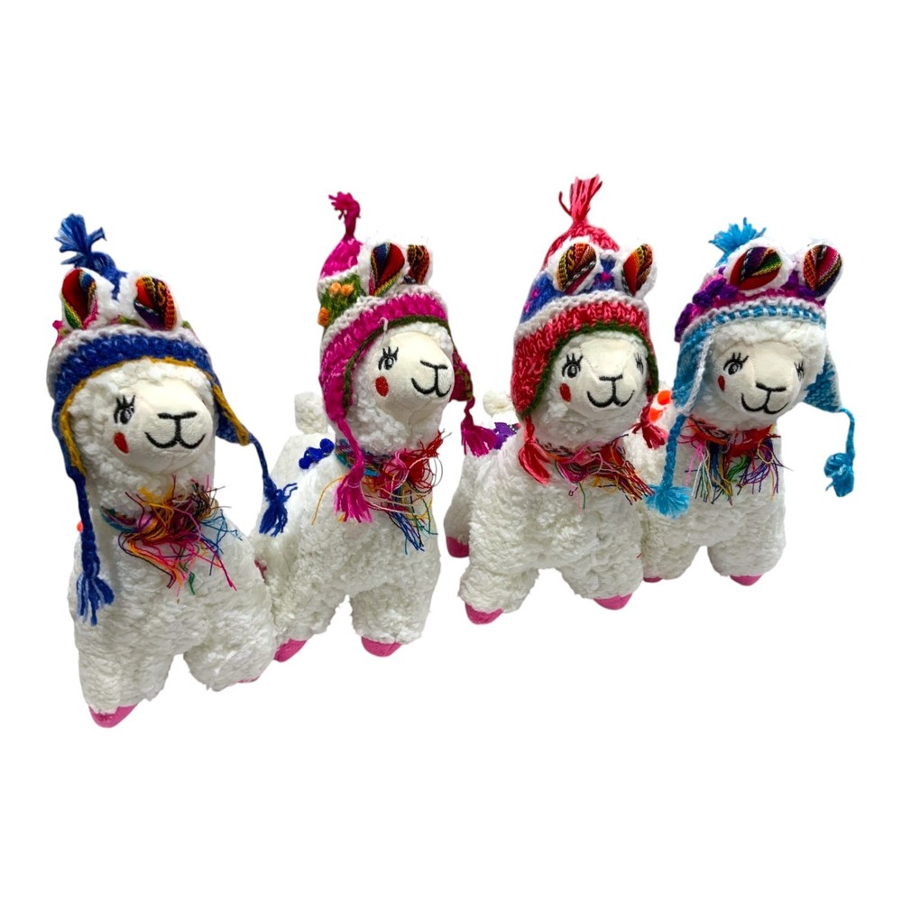 NEW Peru Peruvian Cute Llama Alpaca Handmade Souvenir Plush Figure Chullo 11.5″