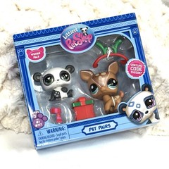 Littlest Pet Shop Pet Pairs with Virtual Code Panda & Deer Winter Pals – New