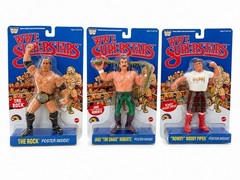 WWE Superstars Lot of 3 The Rock Jake Roberts Roddy Piper Mattel Sealed