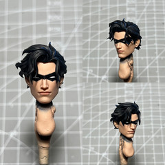 1/12 Painted Nightwing Robin Black Mask Head Sculpt Fit Mcfarlane Action Figure