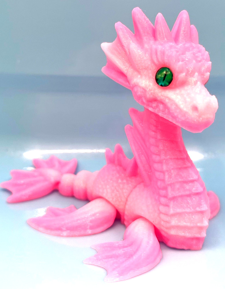 Pretty Pink Articulated Sea Dragon – 3D Printed 5″ Flexible Fidget Toy Figure