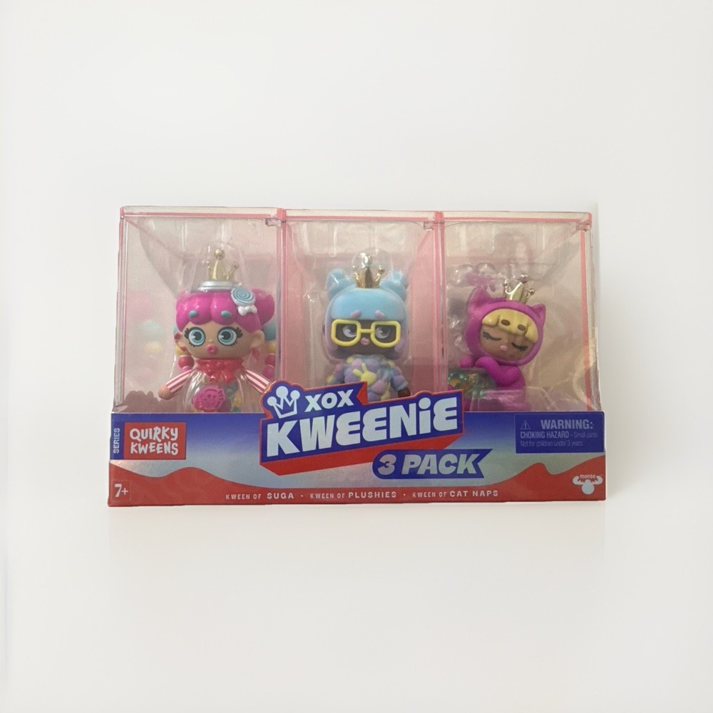 XOX Kweenie Quirky Kweens Series 3-Pack Premium 4″ Figurines & Display Cases