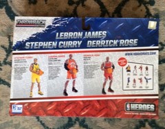 NBA HEROES THROWBACK EDITION STEPEN CURRY, LeBRON JAMES, & DERRICK ROSE PLAYSET