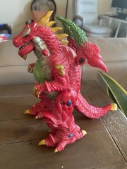 Happy Kid Toy Group Dragon Action Figure 12 Inch Plastic Red Silver Green 2006