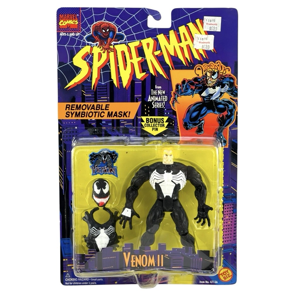 Spider-Man Animated Venom II Action Figure Symbiotic Mask 1995 Minor Card Damage
