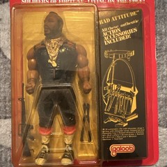 VINTAGE 1983 GALOOB A-TEAM MR. T B A BARACUS ACTION FIGURE ON CARD – WEAR READ!