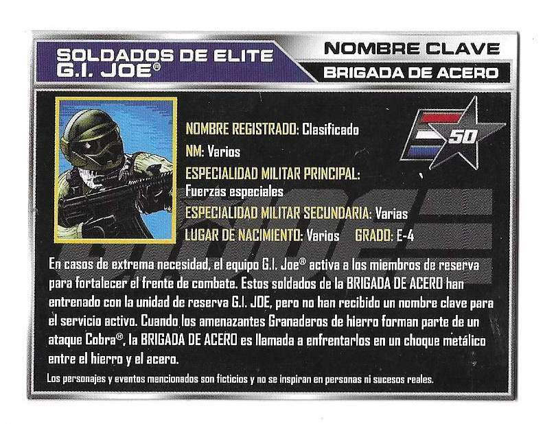 2015 Steel Brigade v.3A FILE CARD modern 50th Spanish / Portuguese GI Joe JTC