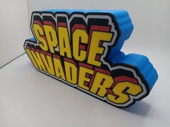 Retro Space Invaders logo lightbox sign light box display for collection display