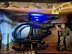 U.S. Army Night Stalker Helicopter with Pilot. Lights,Sound New In Box, Damage