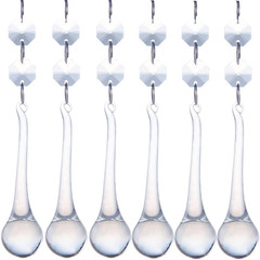 H&D 10pcs 5.3″ Crystal Raindrop with Octagon Beads Chandelier Prisms Pendants La