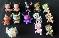 Lot Of 6 Tokidoki Figurines Cheetah, Sergeant + 6 Kidrobot Dunny bear Cactus