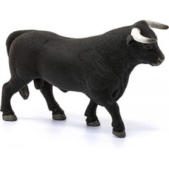 Schleich Farm Black Bull Stepping Toy Figure Horned Cattle Spanish 13875 3″x5″