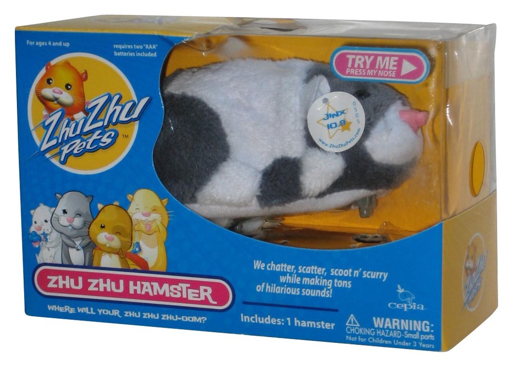 Zhu Zhu Pets Hampster Jinx (2009) Cepia Gray & White Kids Toy – (Try me button w