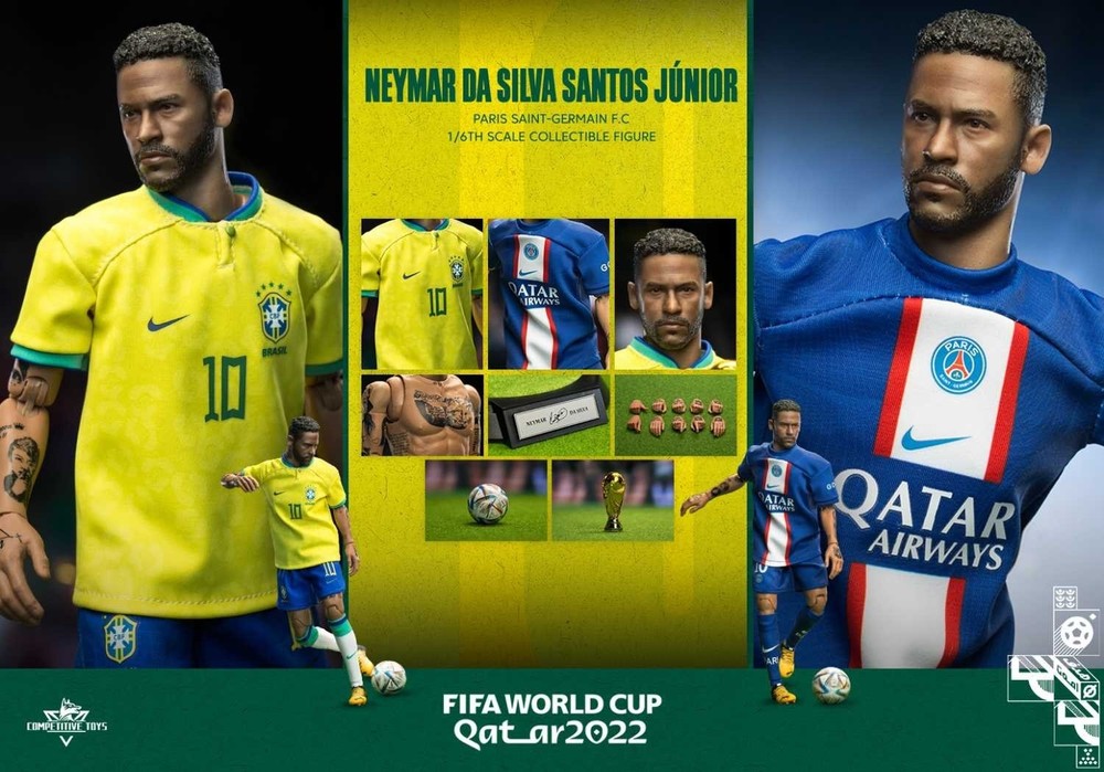 Competitive Toys 1/6 Neymar Jr Action Figure Brazil PSG Qatar World Cup 2022 New