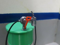 Barrel and Pump Model 1/10 Scale Prop Garage Dollhouse Diorama Accessory