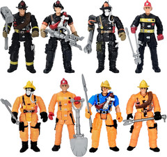 8 Pieces Firefighter Action Figures, Fireman Toys for 3 4 5 6 7+ Year Old Boys,
