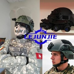 LEJUNJIE Tactical MICH 2000 Fast Helmet with Clear Riot Visor One Size, BK