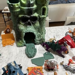 MOTU He Man Huge Lot Gray Skull Castle Weapons 18 Figures Mantisaur Stridor