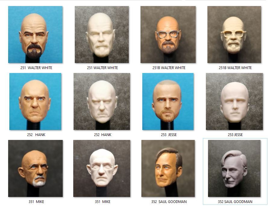 BREAKING BAD COLLECTION – Custom resin head sculpt headcast DIY, YOU CHOOSE