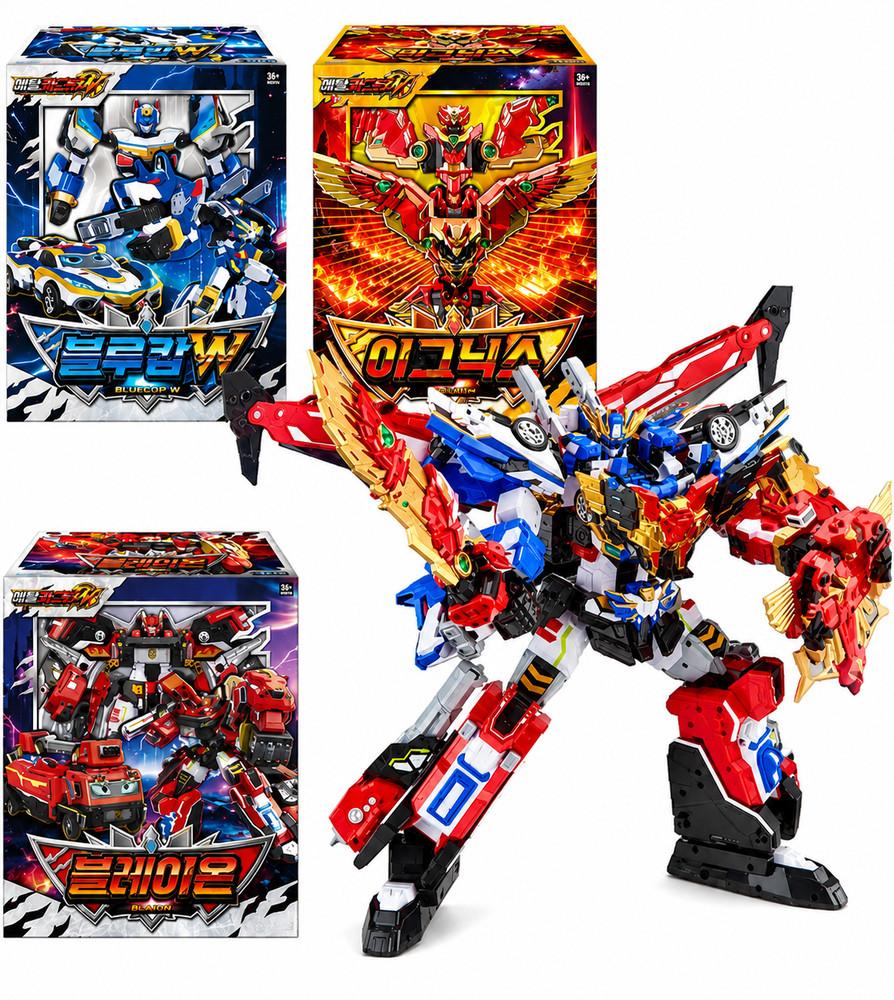 Metal Cardbot W Grand Blue Leon Transforming Robot Toy Blaion Blue Cop W Ignix