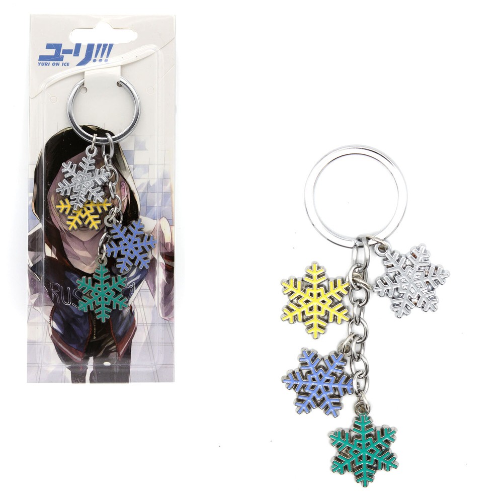 SNOWFLAKES Yuri on Ice 1 in. 4 Pcs. Key Chain Set (Snow Flake Anime KeyChain)