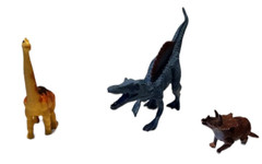 Lot of 12 Mixed Dinosaurs Figures Toys PVC Rubber Plastic Some Have Sound GOOD
