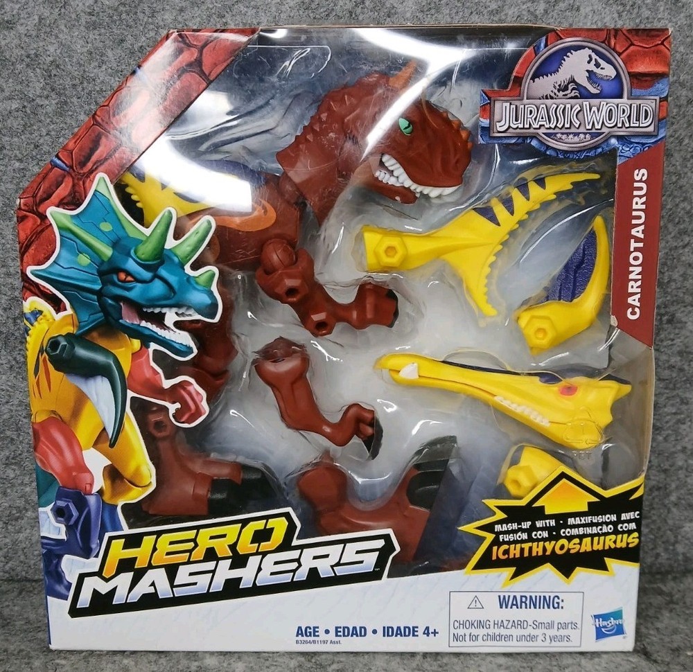 Jurassic World Hero Mashers Carnotaurus Ichthyosaurus Dino Fusion NIB Hasbro