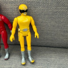 Vtg 1980 Popy Denshi Sentai Denziman Vinyl Plastic Figures Red, Yellow, Green