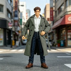 1/12 Scale Unisex Trench Coat for 6” Male & Female Action Figure Doll Clothes