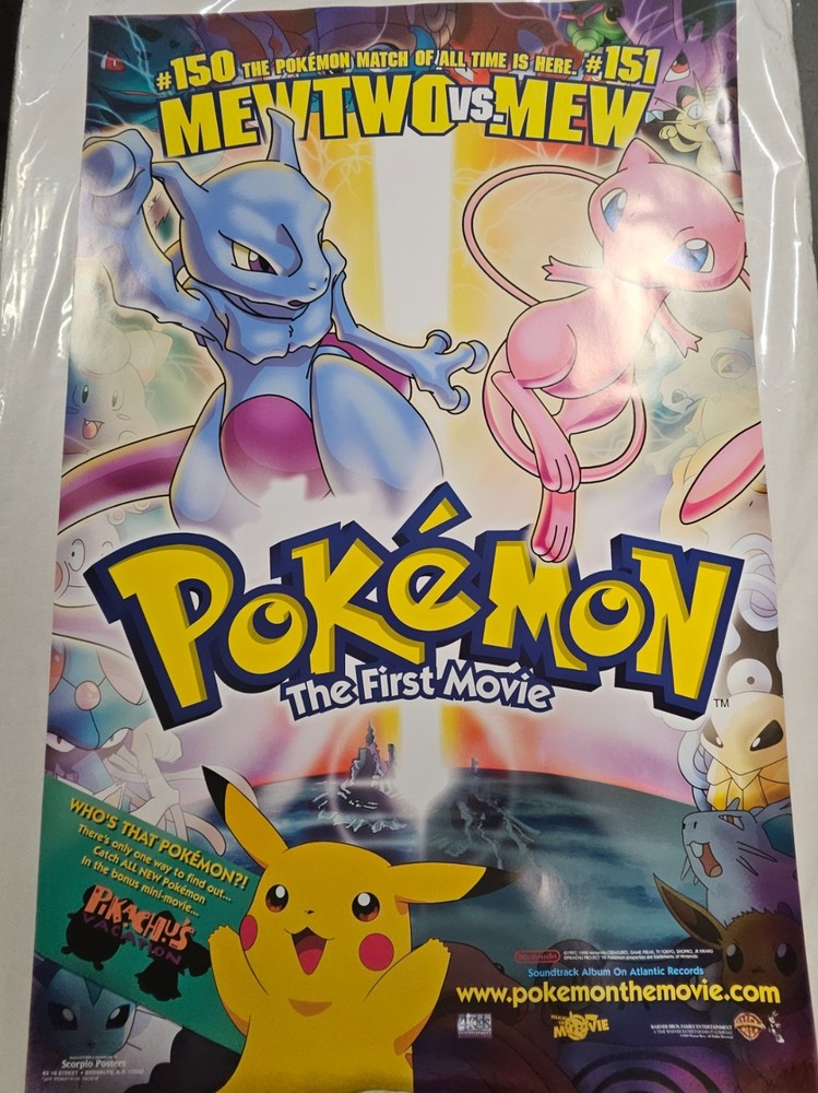 New Original Pokemon Mewtwo VS Mew 1999 Scorpio First Movie Poster 22″x 35″ 458
