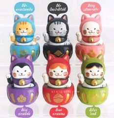 Lucky Cat Daruma (Assorted 3 Pc Lot) 🐱 by Partner Toys 2″ PVC Gacha Figures