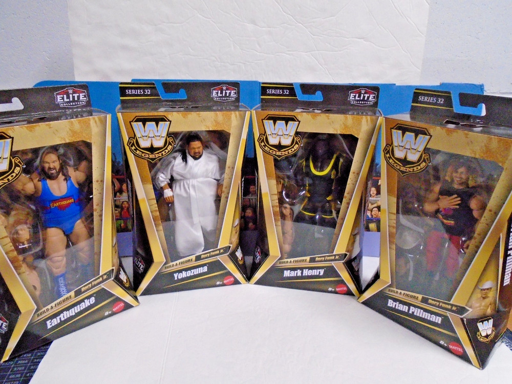 WWE Complete Set of 4 Elite legends 32 figures wih Dory Funk Jr BAF In Hand