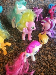 Subtract One The Pink W/yellow Hair Little Pony Lot Of 13 Now 12 & Plastic Horse