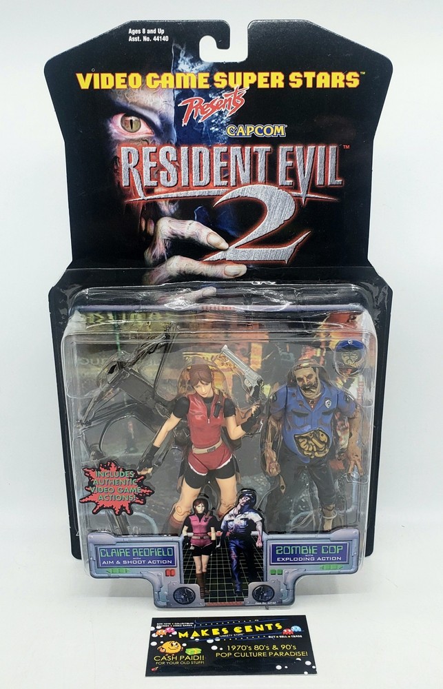 Toy Biz Video Game Super Stars Resident Evil 2 Claire Redfield & Zombie Cop Set