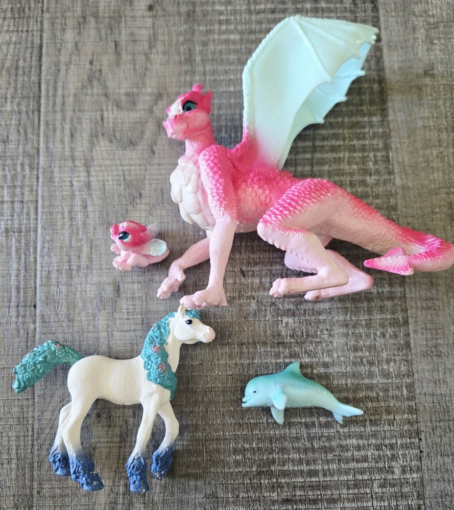 Schleich Figurine Lot Bayla Dragon Dolphin Unicorn Fantasy EUC