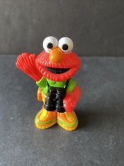 Sesame Street Henson Elmo W/Crayon Elmo W/Binoculars Mechanic Ernie Figures 2”