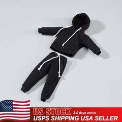 US 1/12 Black Hoodie Pants Trousers Clothes Fit 6in Male TBL Action Figure Model
