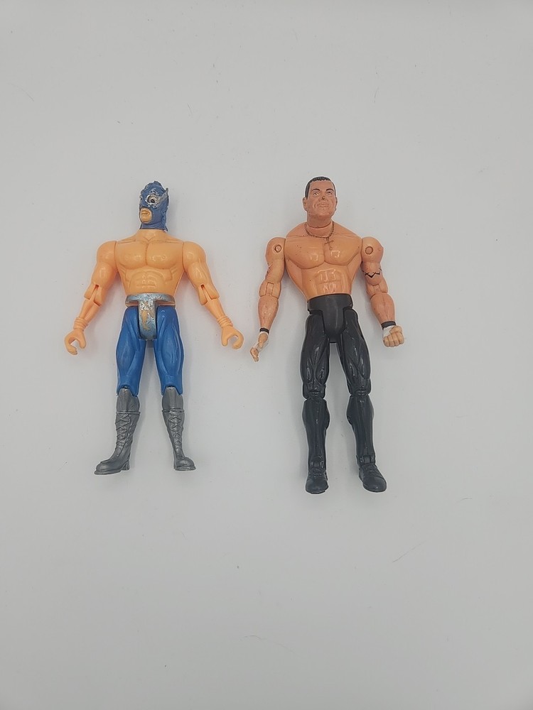 Rey Mysterio Unmasked +Volador Jr. Mexican Wrestling Figure Masked Luchador VTG