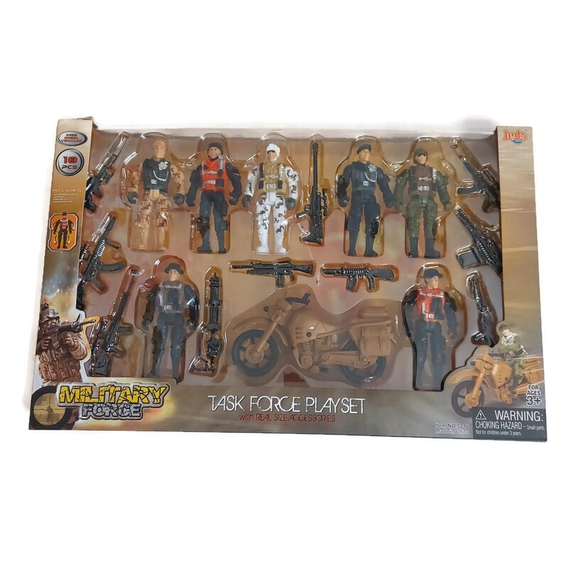 Military Force Task Force Playset 4″ Action Figures 18 Pieces Motorcycle Ages 3+
