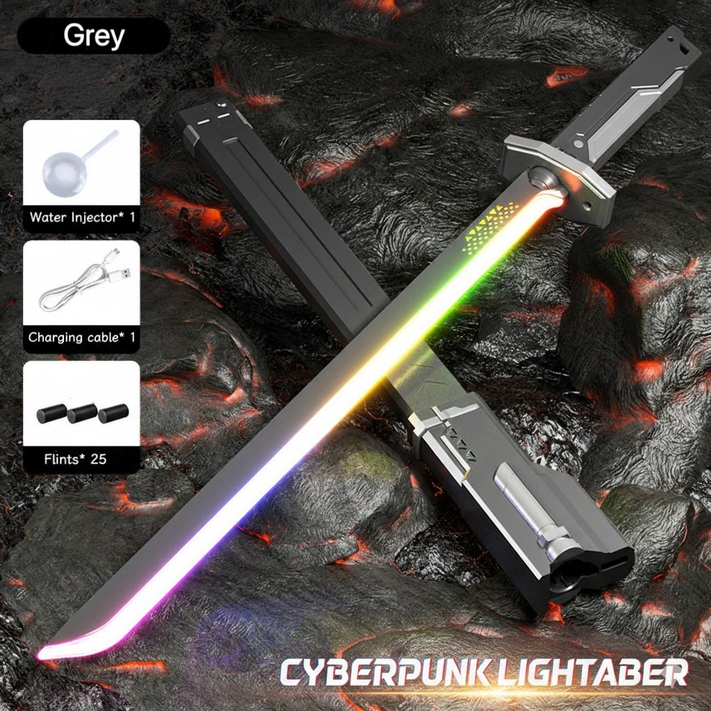 Anime Cosplay Prop Cyberpunk Lightsaber Neon Spark Blade w/ Sound & Fog